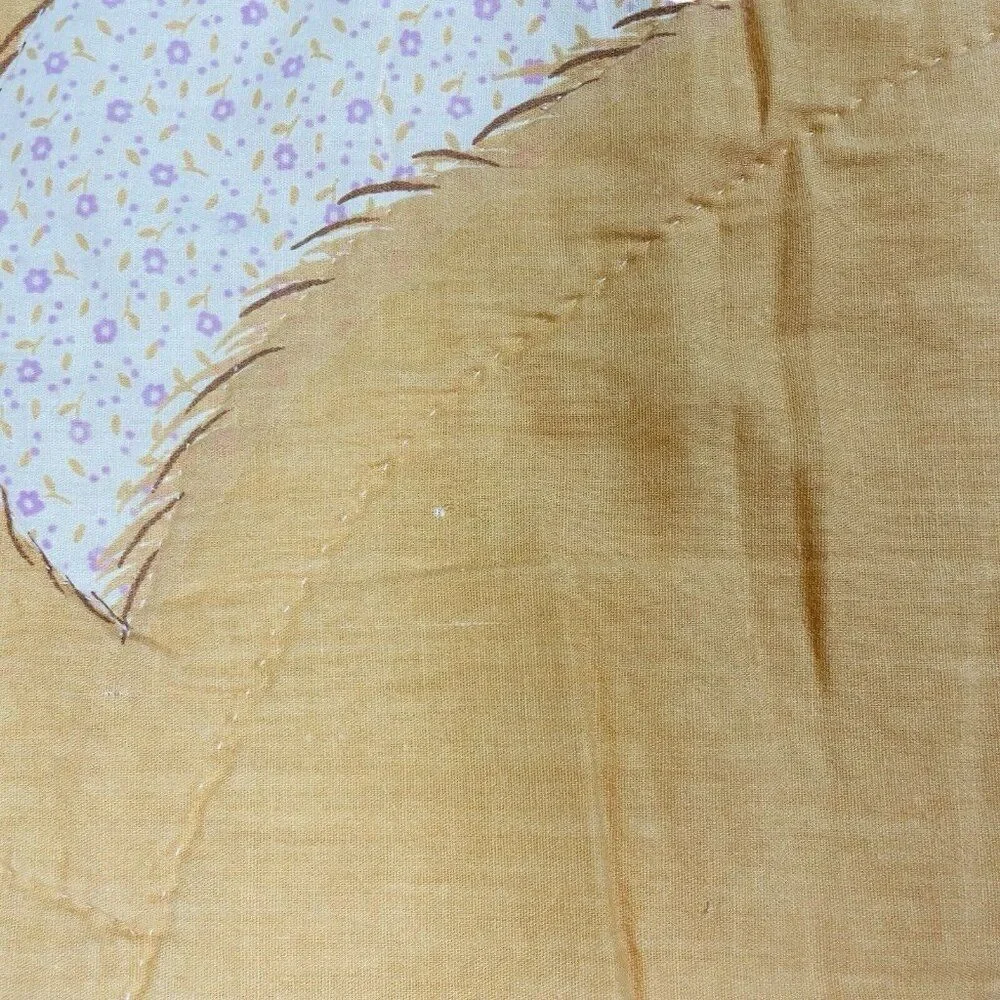 Vintage Quilted Teddy Bear Lace Trim Blanket 48 x 37 Nursery Baby Cute Kawaii
